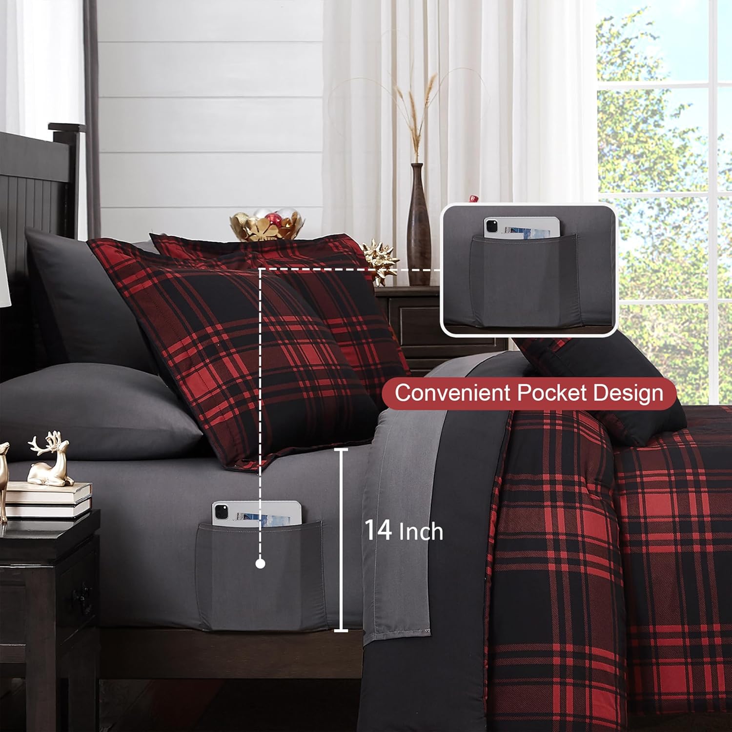 Melex Plaid Comforter Set