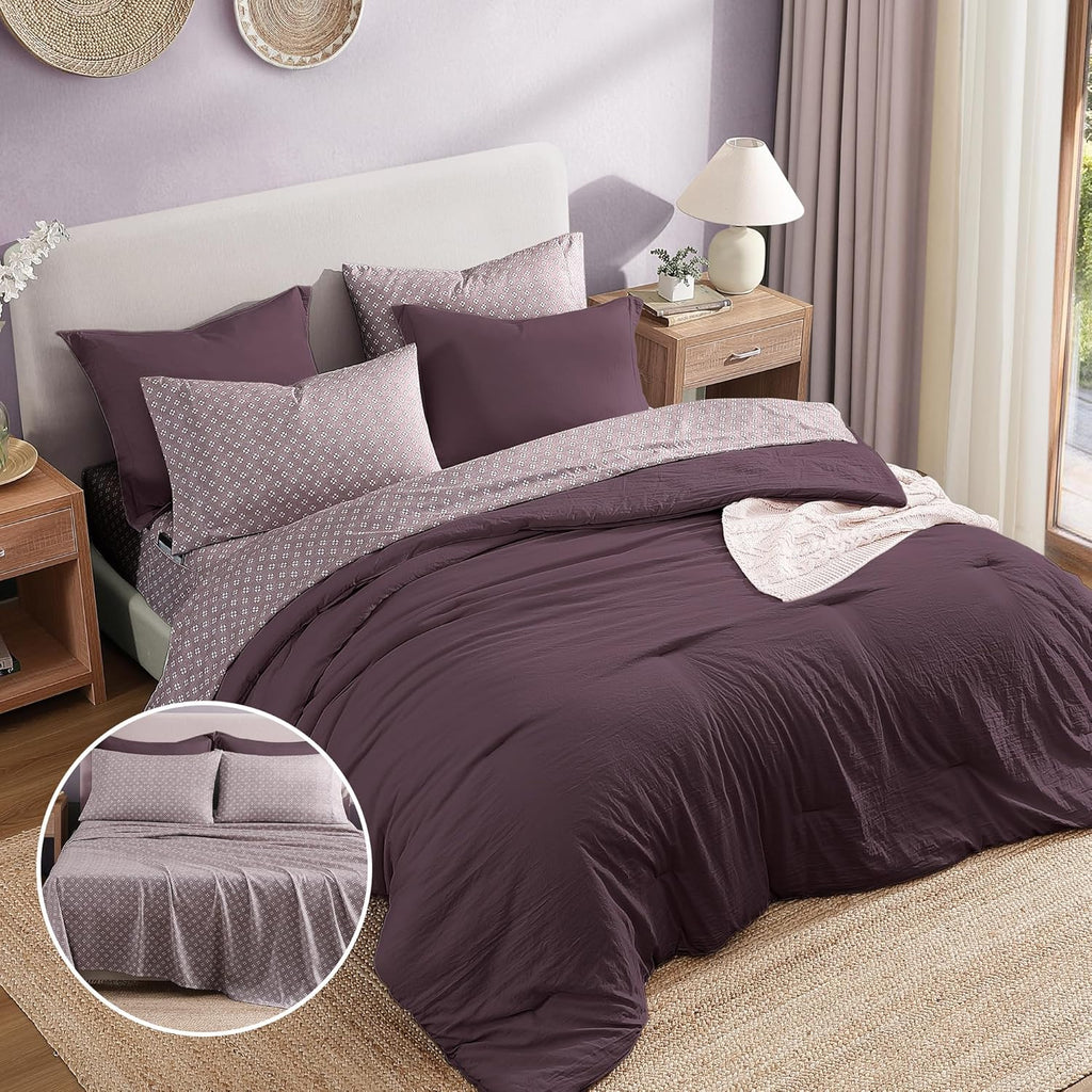 Catami Prewashed Bed in a Bag,Ultra Soft Comforter Bed Set with Sheets