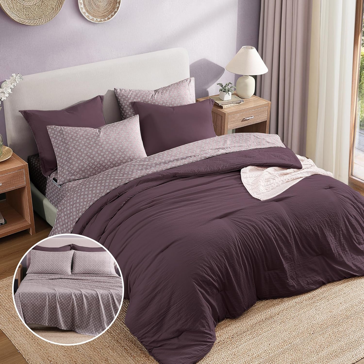 Catami Prewashed Bed in a Bag,Ultra Soft Comforter Bed Set with Sheets