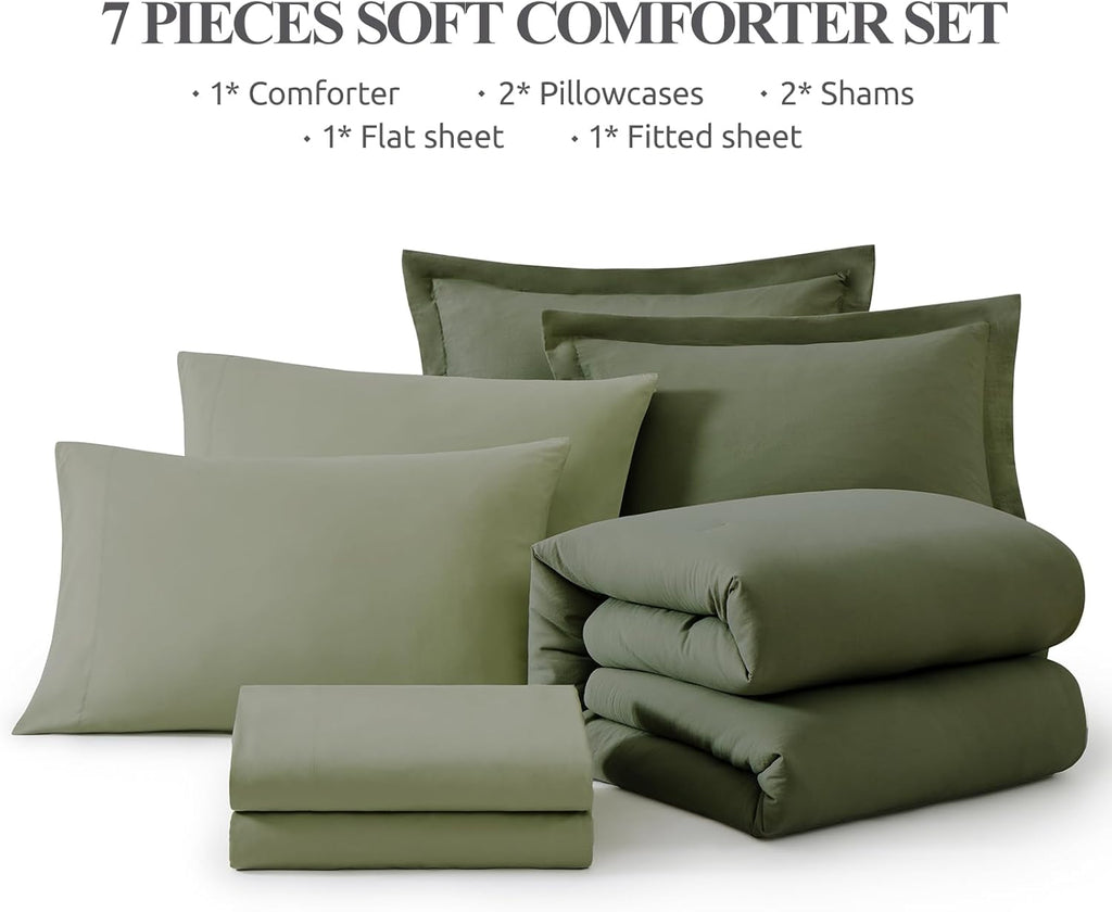 Prewashed fabric 7-piece Bed in a Bag Comforter Set