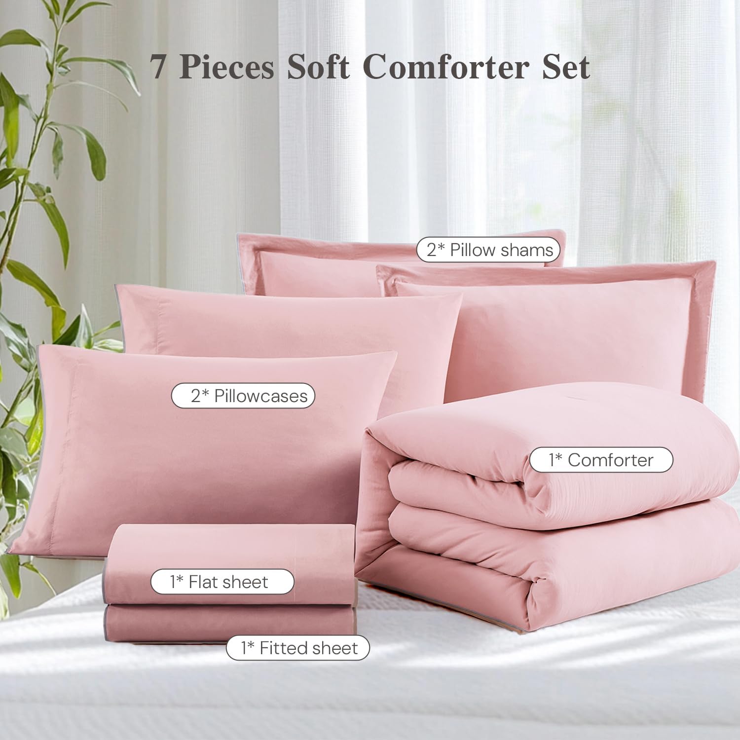 Prewashed fabric 7-piece Bed in a Bag Comforter Set