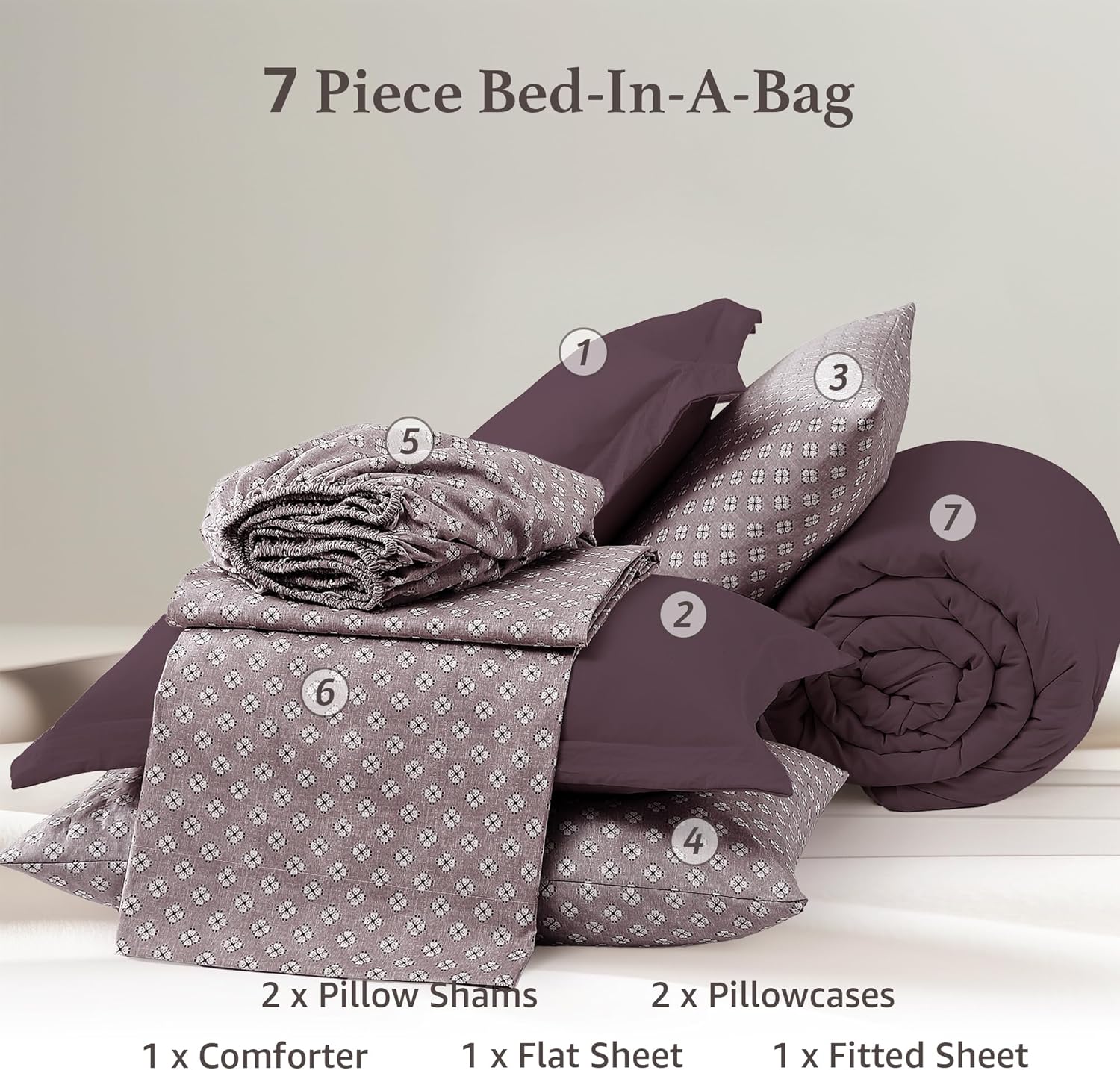 Catami Prewashed Bed in a Bag,Ultra Soft Comforter Bed Set with Sheets