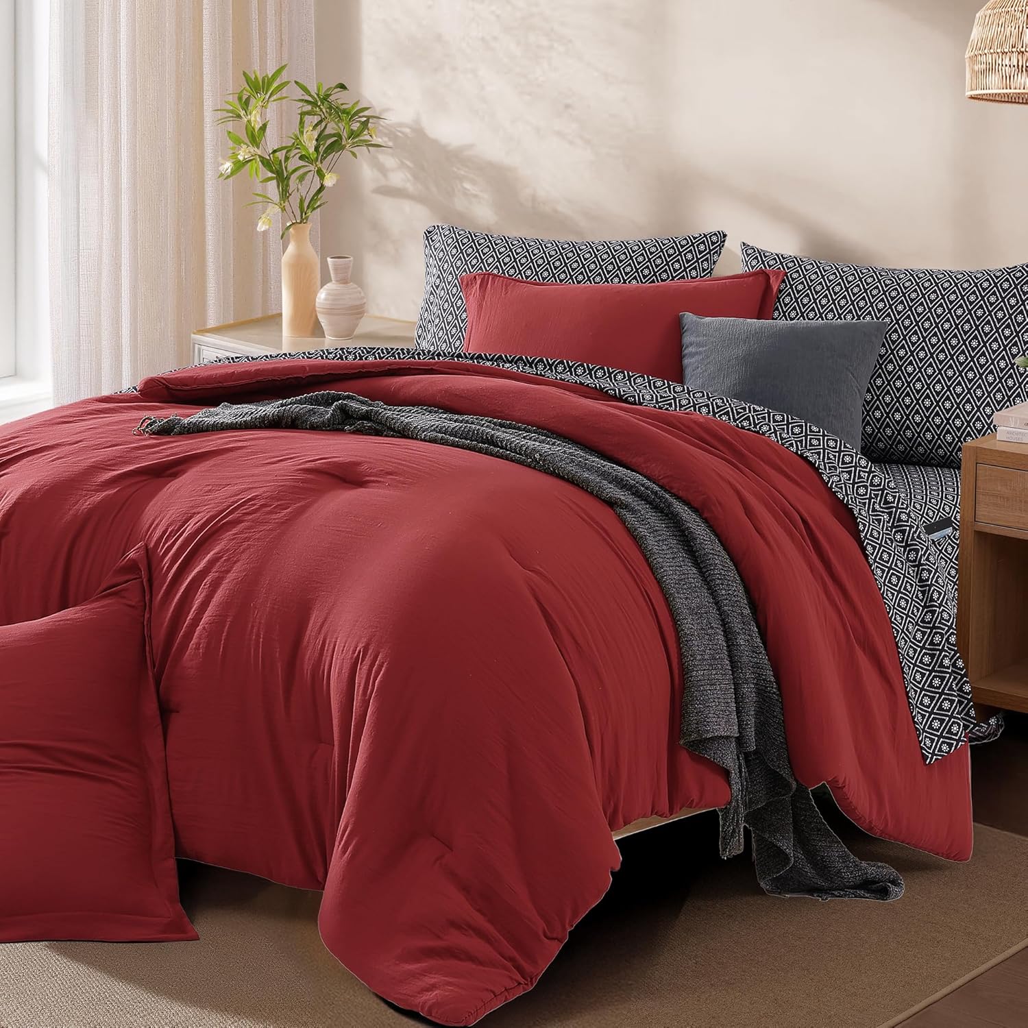 Melex Prewashed Bed in a Bag,Ultra Soft Comforter Bed Set with Sheets