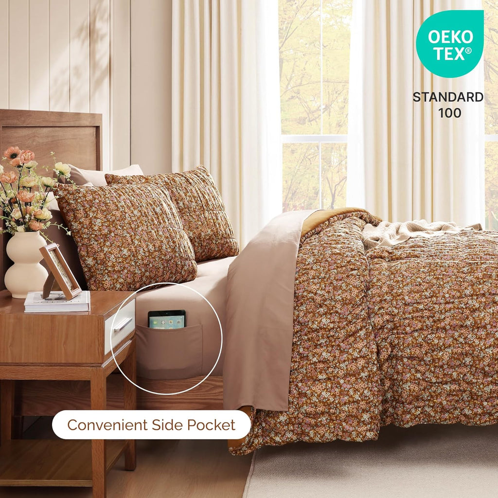 Melex Puff 7-piece Bed in a Bag Comforter Set with Sheets