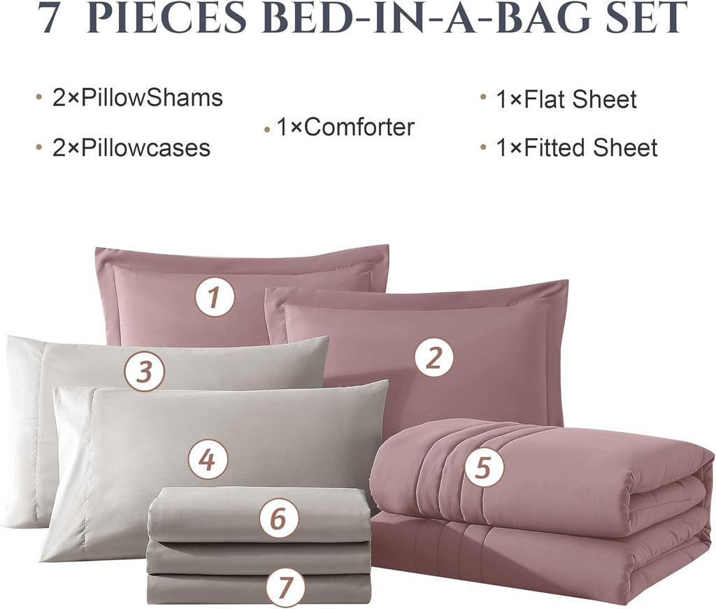 Melex 7-piece Bed in a Bag Comforter Set with Sheets