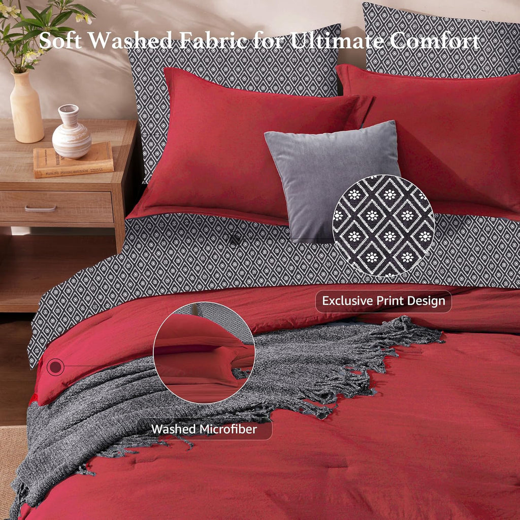 Melex Prewashed Bed in a Bag,Ultra Soft Comforter Bed Set with Sheets