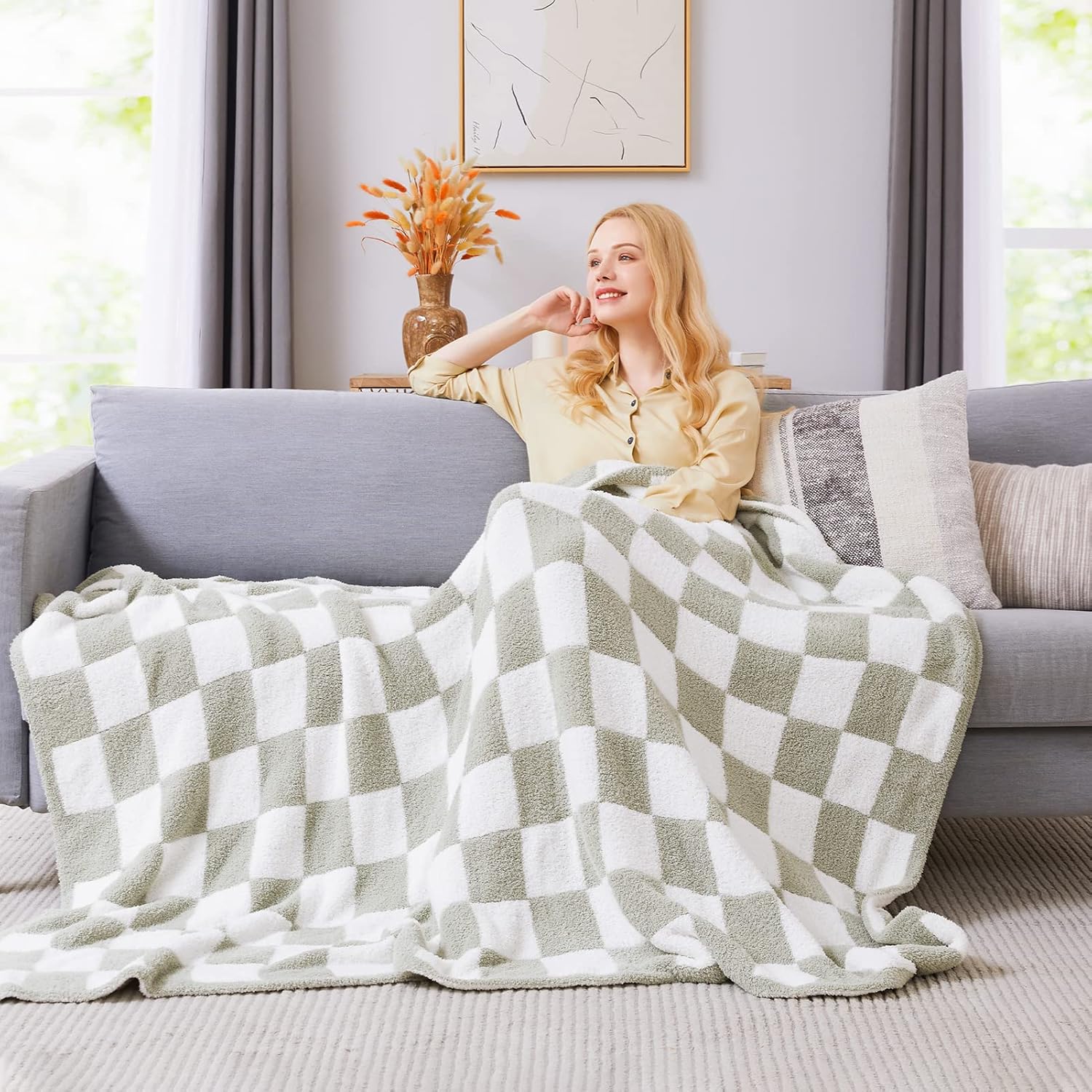 Melex Checkered Throw Blanket