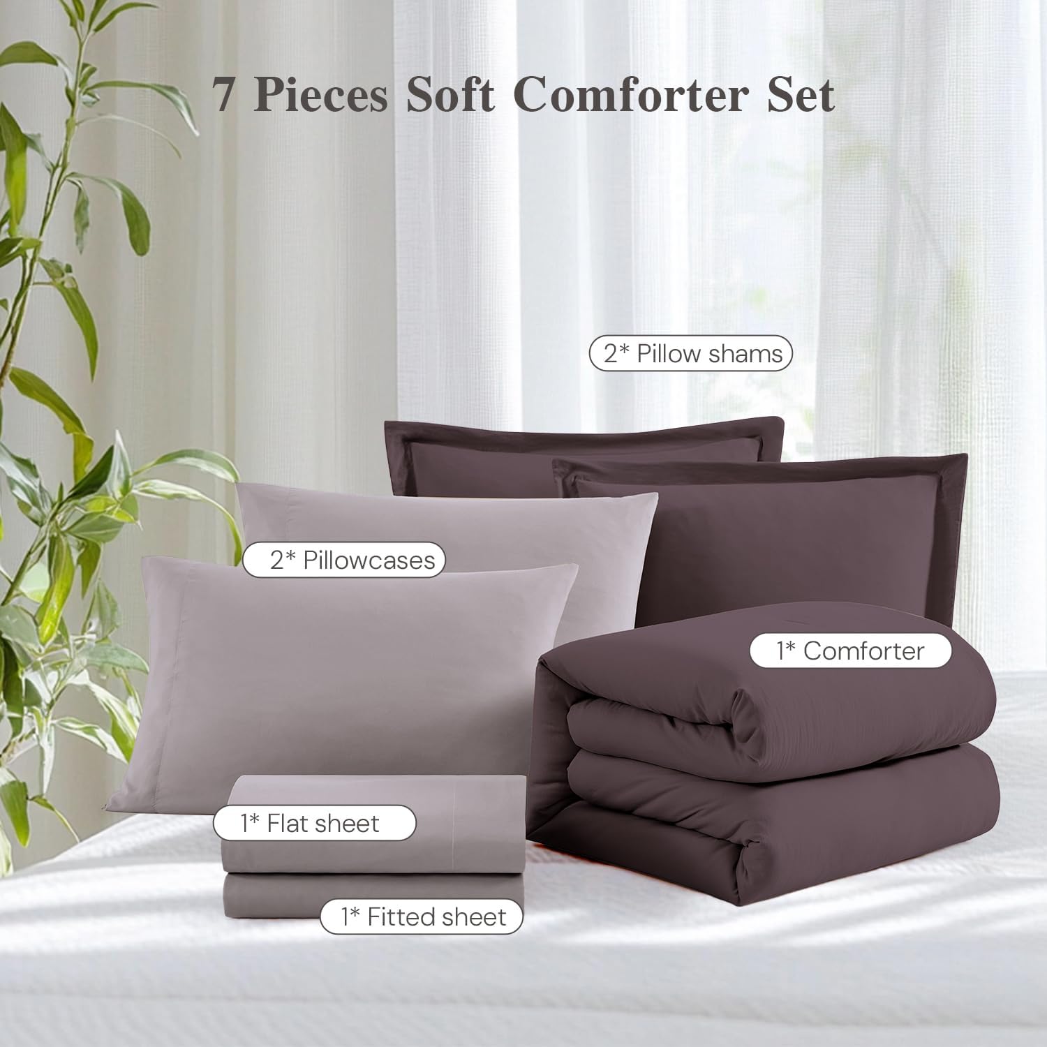 Prewashed fabric 7-piece Bed in a Bag Comforter Set