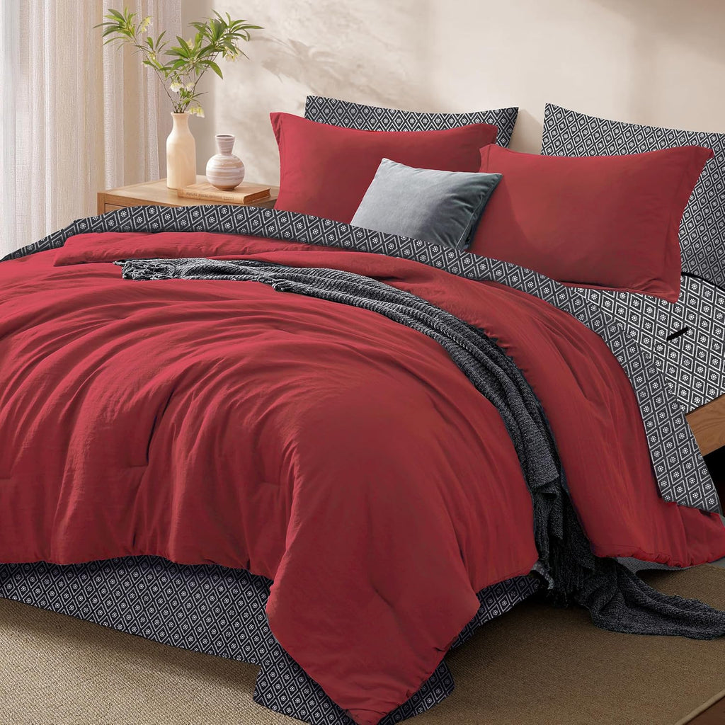 Melex Prewashed Bed in a Bag,Ultra Soft Comforter Bed Set with Sheets