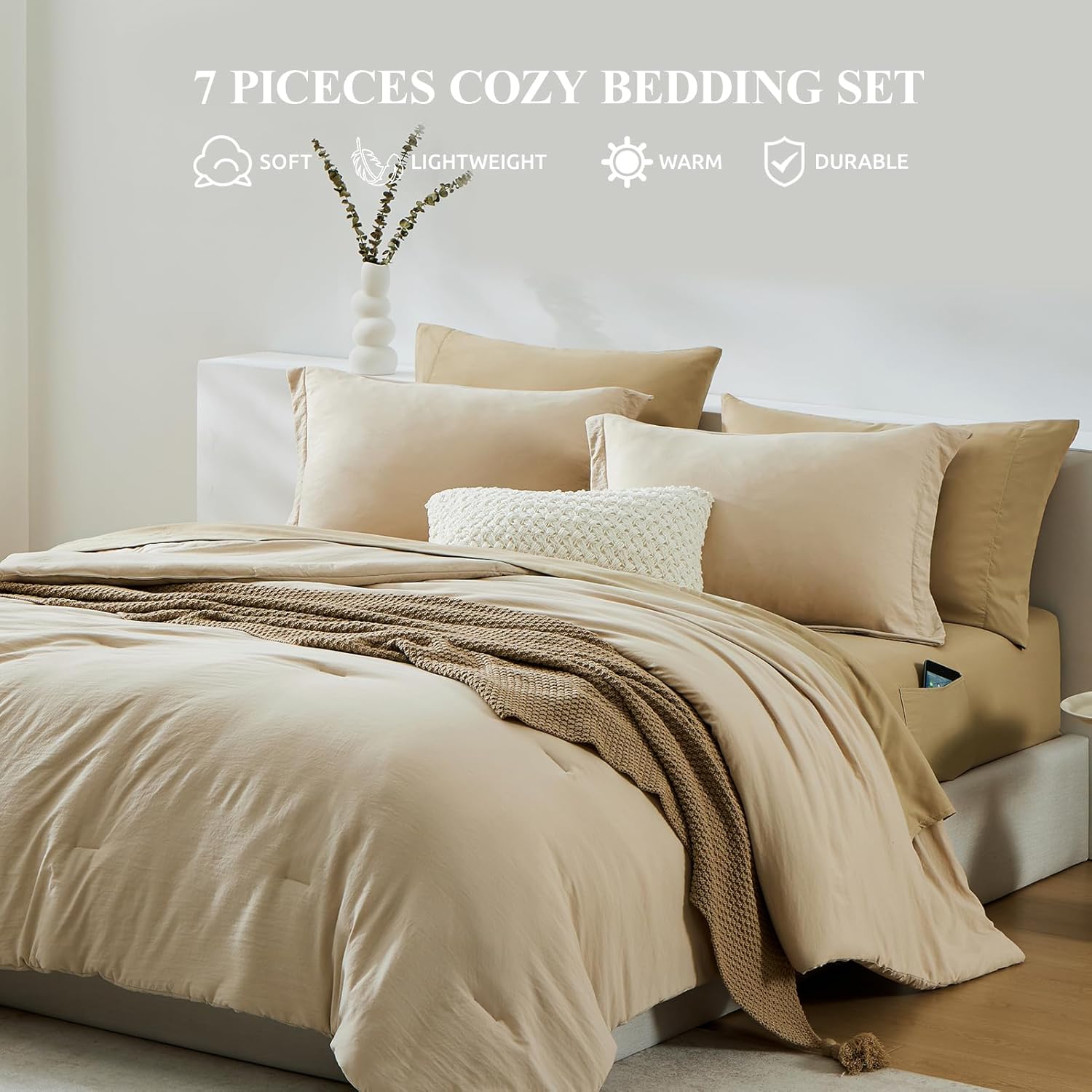 Prewashed fabric 7-piece Bed in a Bag Comforter Set