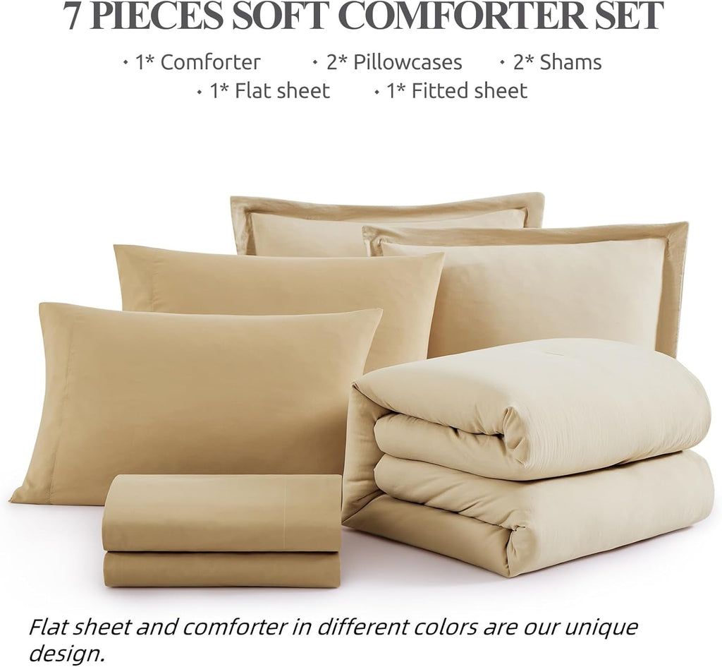Prewashed fabric 7-piece Bed in a Bag Comforter Set