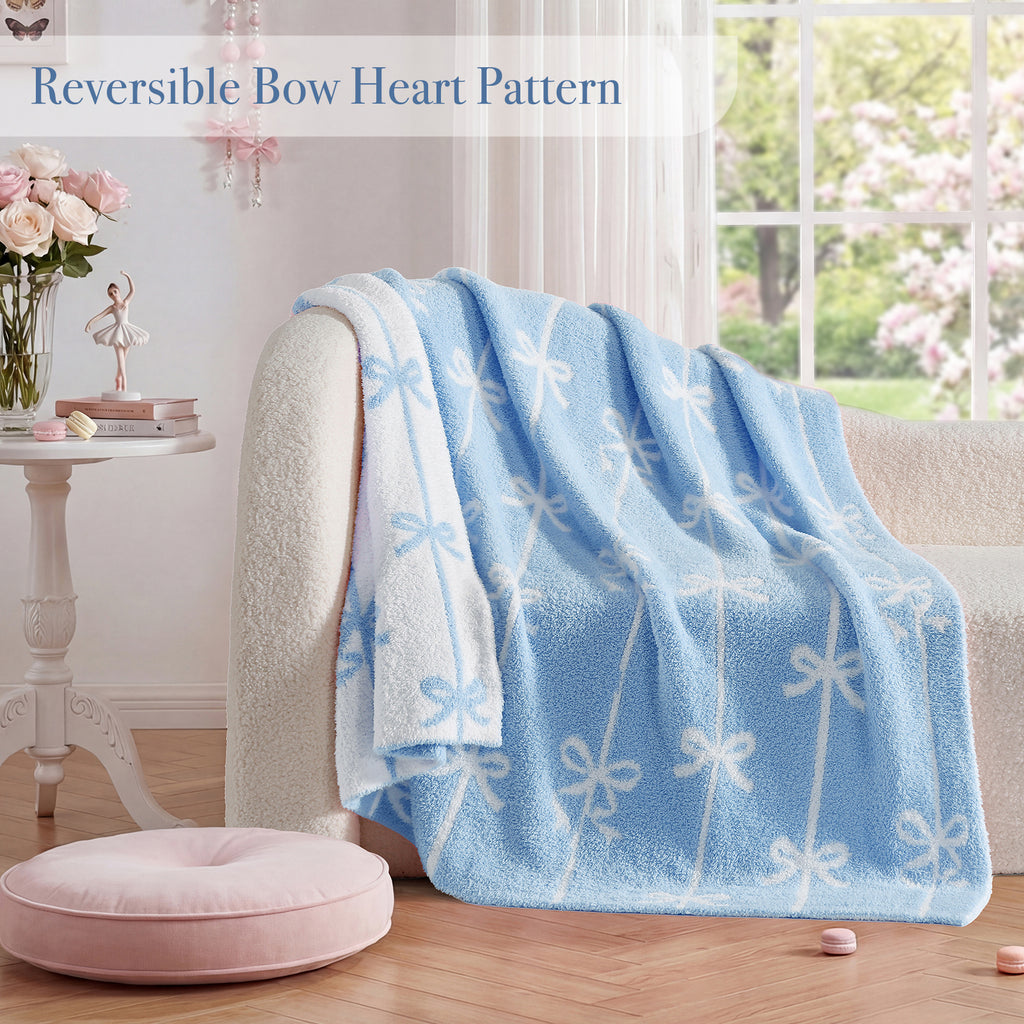 Catami Bow Throw Blanket-Reversible Home Decor Blankets for Couch Sofa Bed Camping 50"x60"