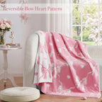 Catami Bow Throw Blanket-Reversible Home Decor Blankets for Couch Sofa Bed Camping 50"x60"