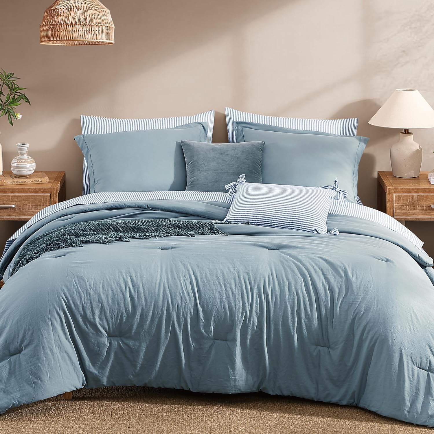 Melex Prewashed Bed in a Bag,Ultra Soft Comforter Bed Set with Sheets