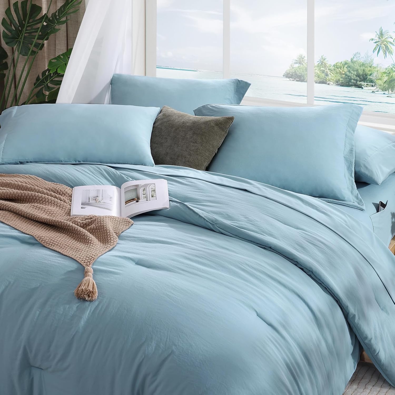 Prewashed fabric 7-piece Bed in a Bag Comforter Set