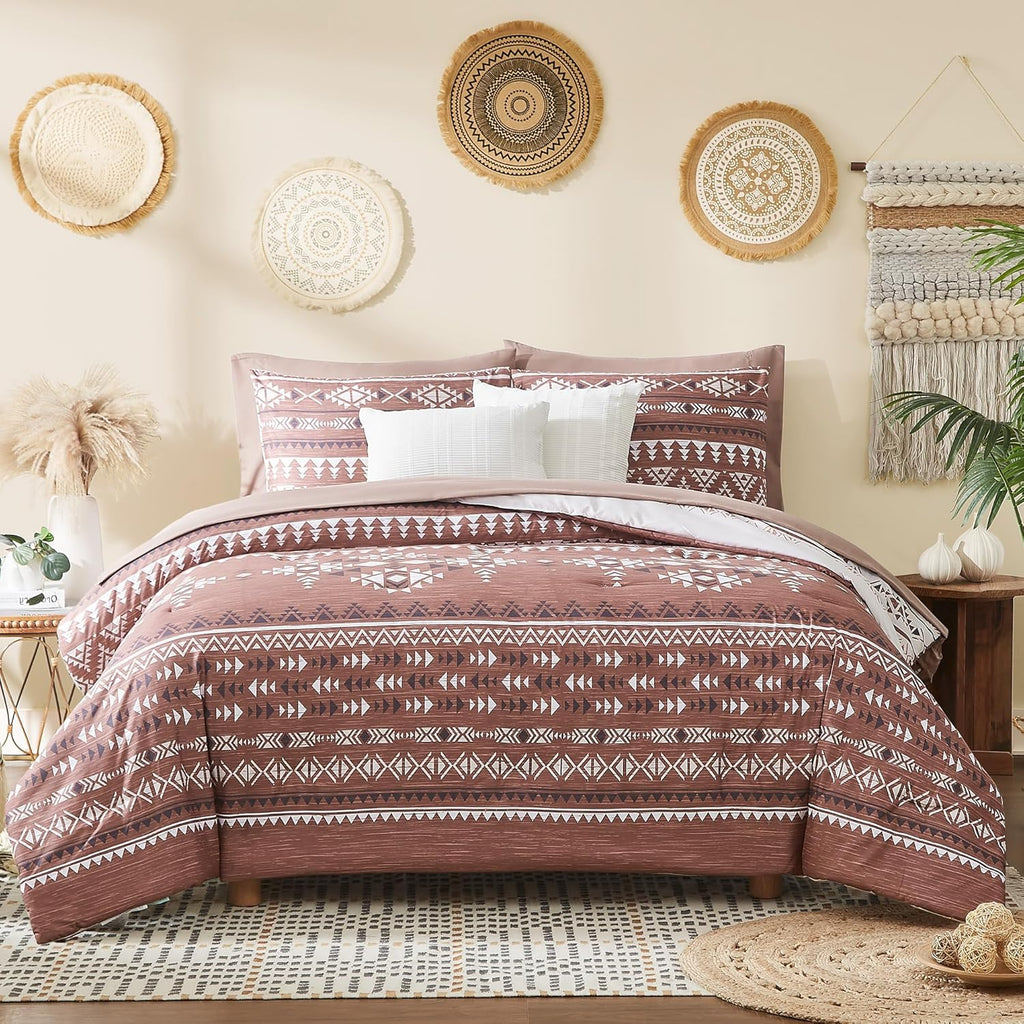 Melex Boho 7-Piece Bed in a Bag Comforter Set with Sheets