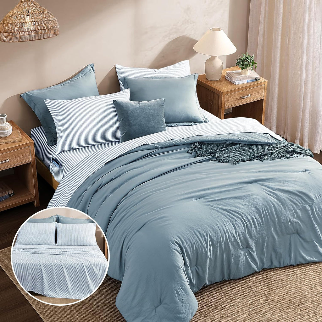 Melex Prewashed Bed in a Bag,Ultra Soft Comforter Bed Set with Sheets