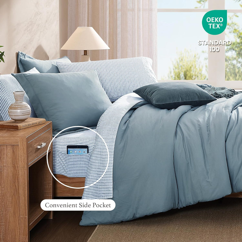 Melex Prewashed Bed in a Bag,Ultra Soft Comforter Bed Set with Sheets