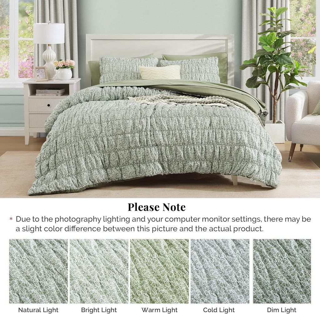 Melex Puff 7-piece Bed in a Bag Comforter Set with Sheets