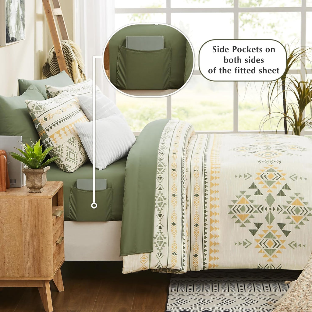 Melex Boho 7-Piece Bed in a Bag Comforter Set with Sheets