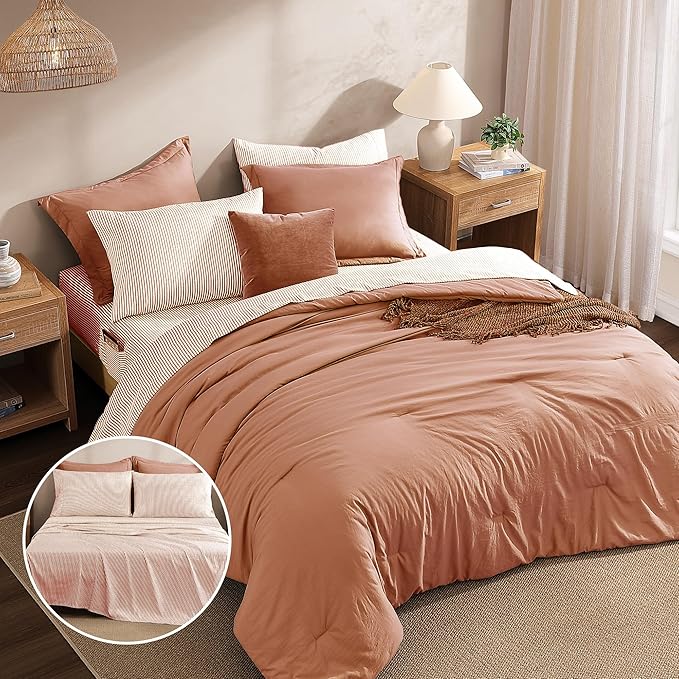 Melex Prewashed Bed in a Bag,Ultra Soft Comforter Bed Set with Sheets