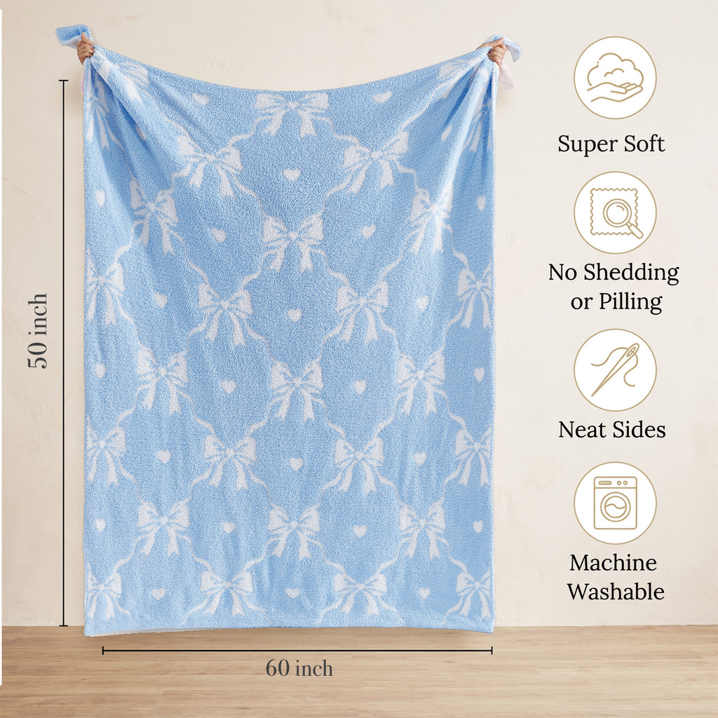 Catami Bow Throw Blanket-Reversible Home Decor Blankets for Couch Sofa Bed Camping 50"x60"