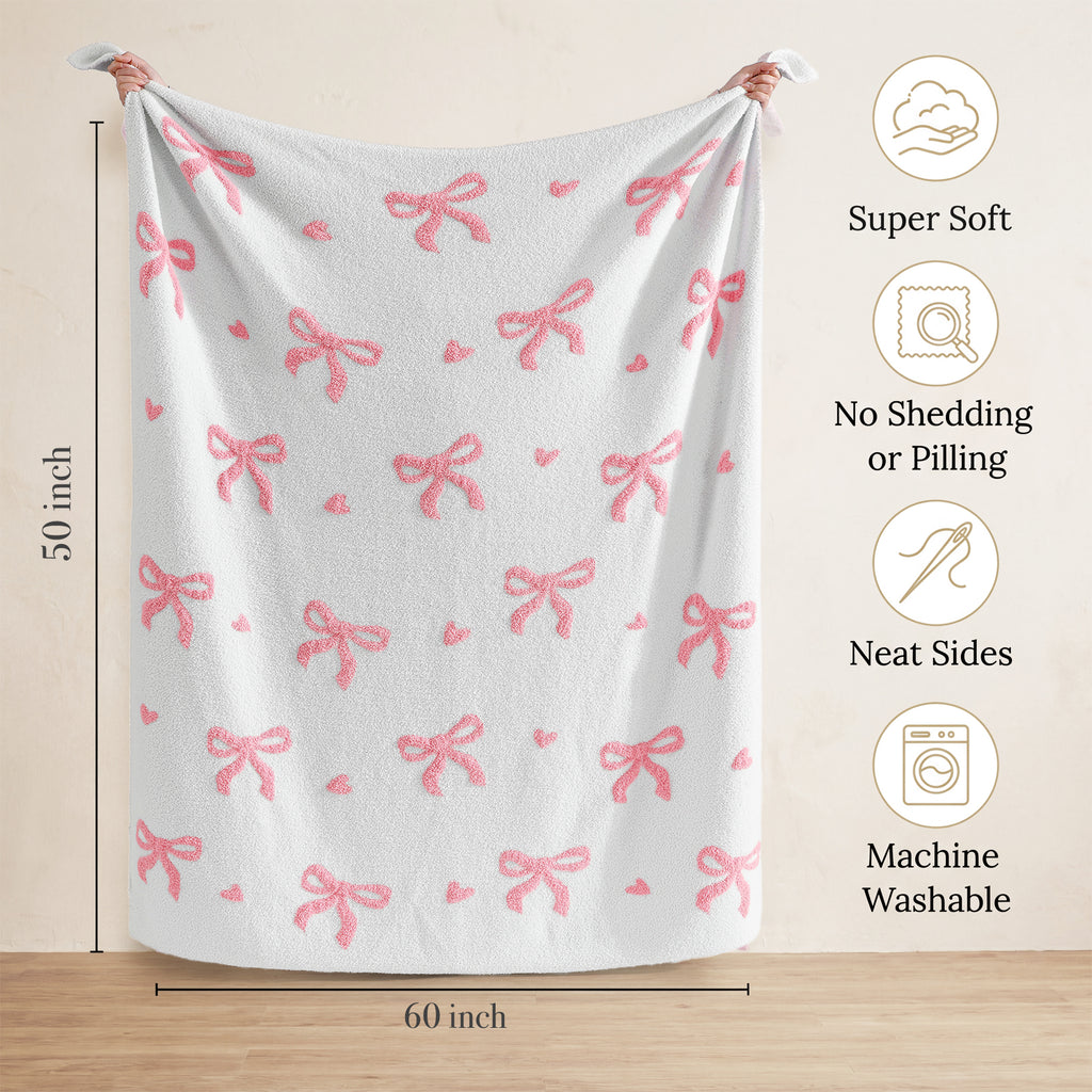Catami Bow Throw Blanket-Reversible Home Decor Blankets for Couch Sofa Bed Camping 50"x60"