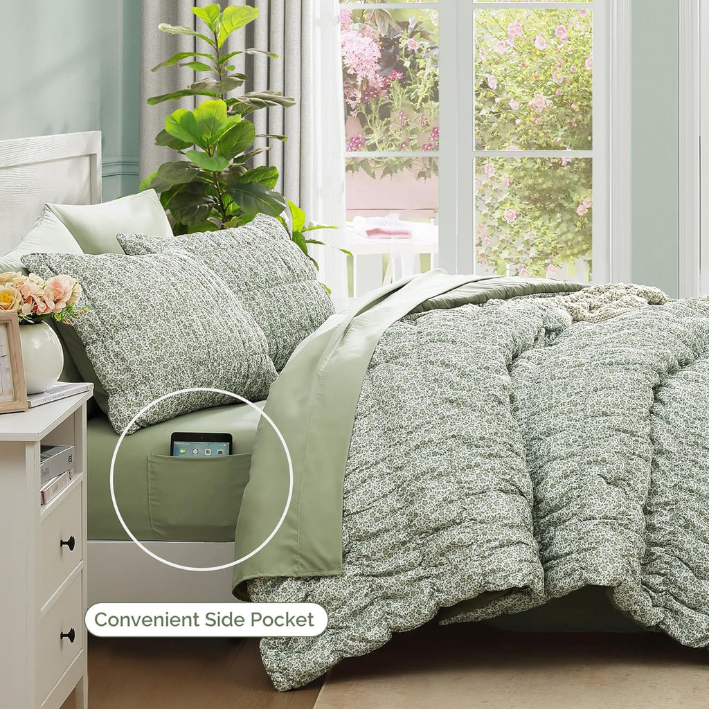 Melex Puff 7-piece Bed in a Bag Comforter Set with Sheets