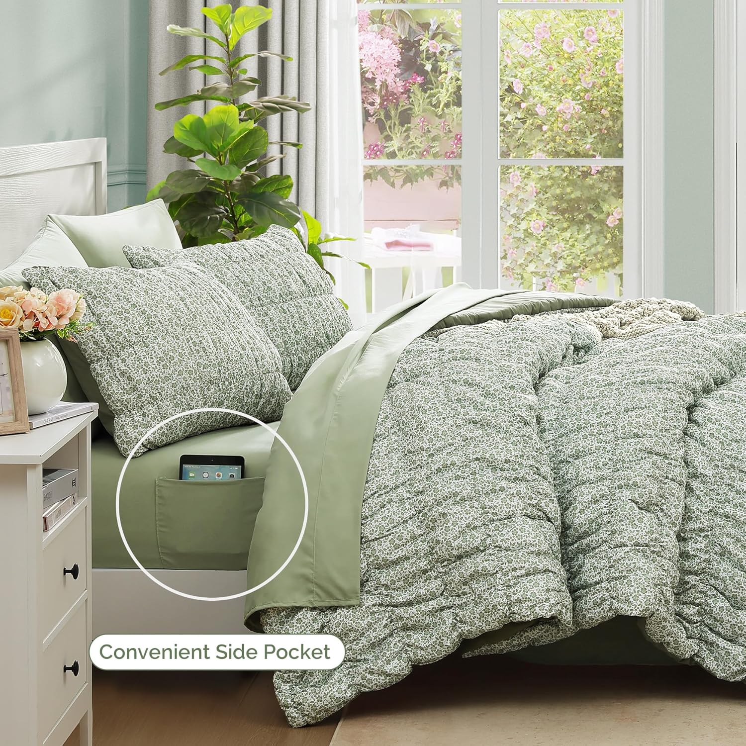 Melex Puff 7-piece Bed in a Bag Comforter Set with Sheets