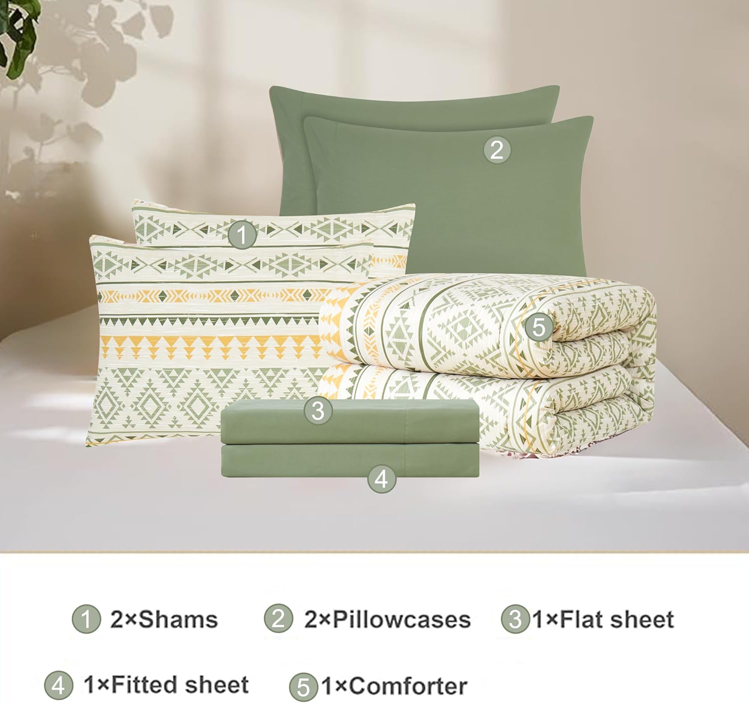 Melex Boho 7-Piece Bed in a Bag Comforter Set with Sheets