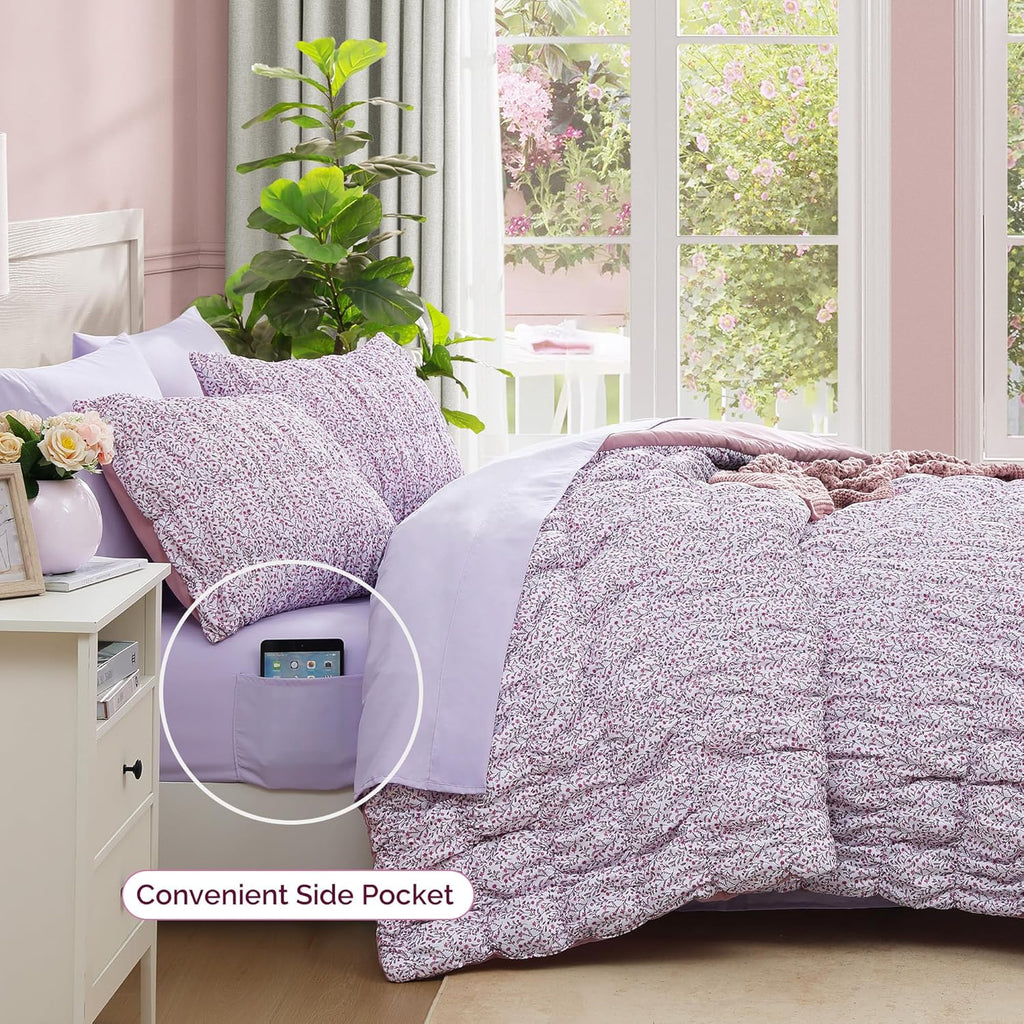 Melex Puff 7-piece Bed in a Bag Comforter Set with Sheets