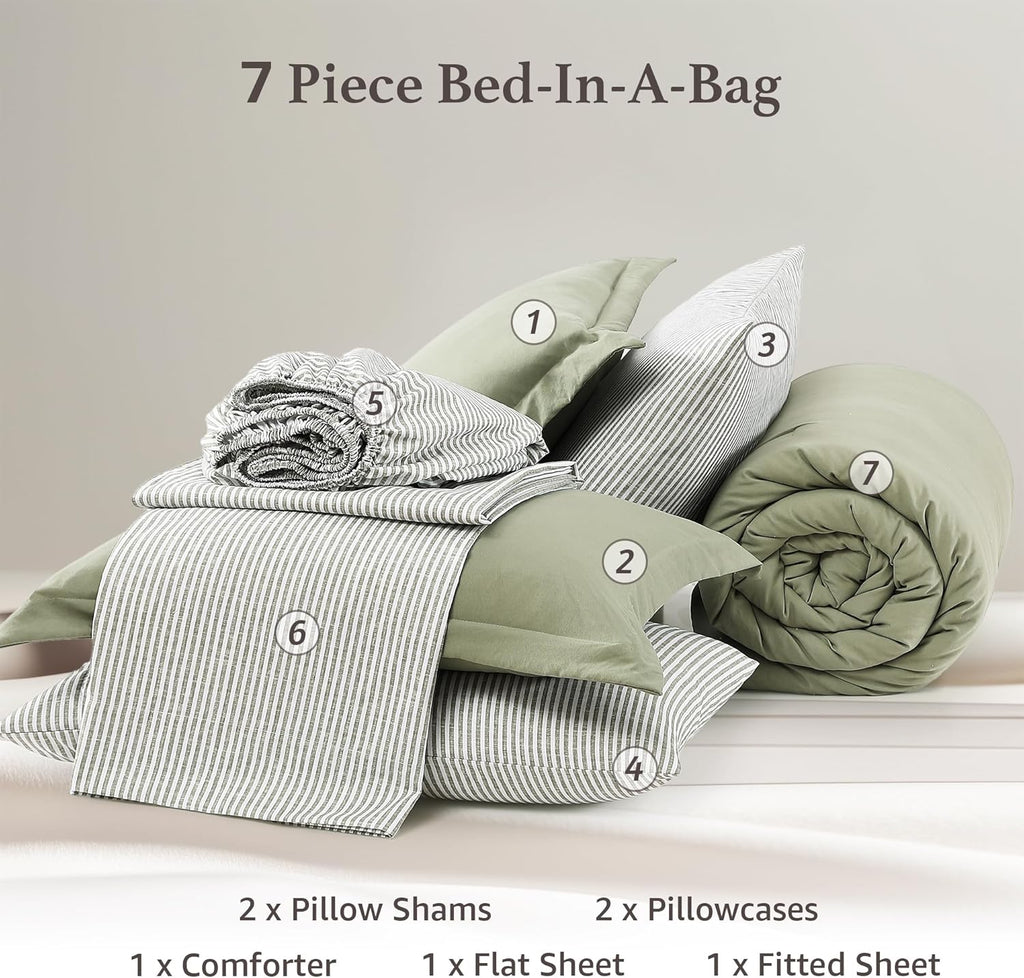 Melex Prewashed Bed in a Bag,Ultra Soft Comforter Bed Set with Sheets