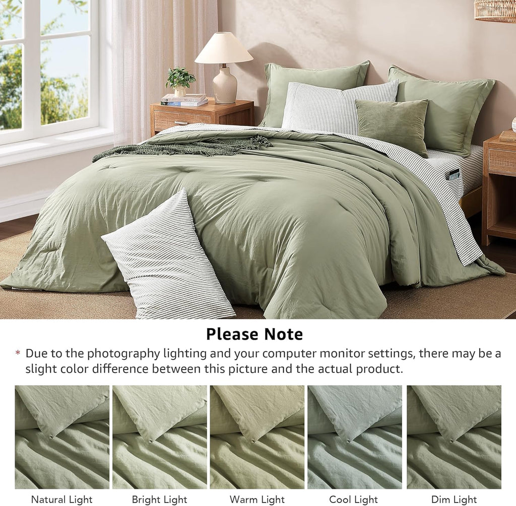 Melex Prewashed Bed in a Bag,Ultra Soft Comforter Bed Set with Sheets