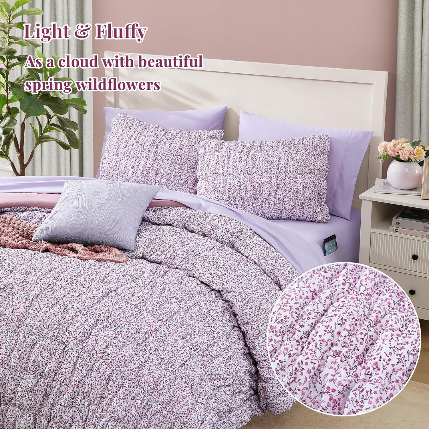 Melex Puff 7-piece Bed in a Bag Comforter Set with Sheets