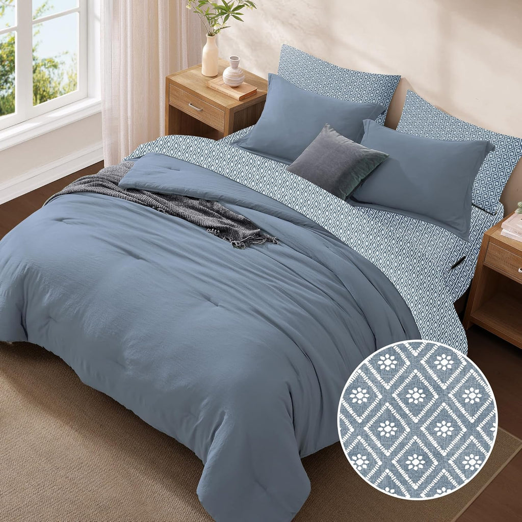 Melex Prewashed Bed in a Bag,Ultra Soft Comforter Bed Set with Sheets