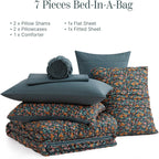 Melex Puff 7-piece Bed in a Bag Comforter Set with Sheets