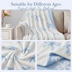 Catami Bow Throw Blanket-Reversible Home Decor Blankets for Couch Sofa Bed Camping 50"x60"