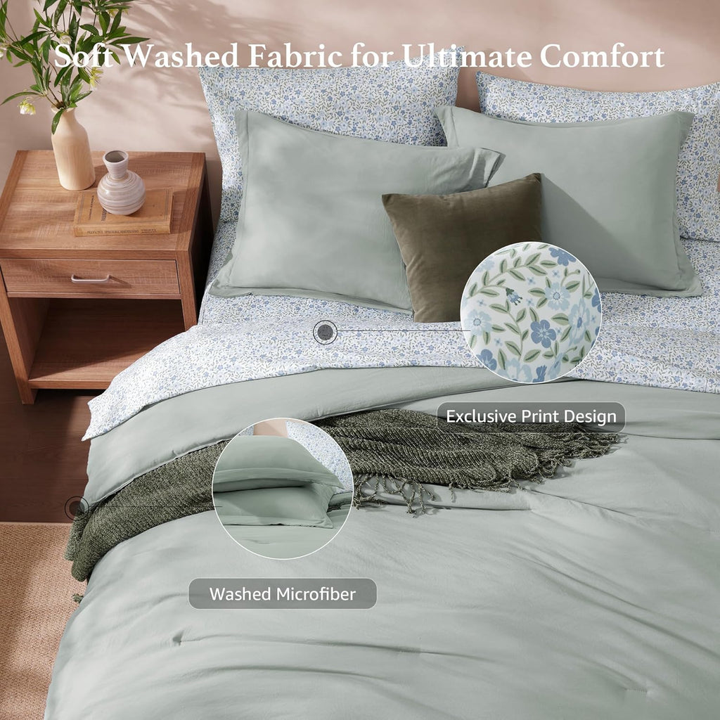 Melex Prewashed Bed in a Bag,Ultra Soft Comforter Bed Set with Sheets