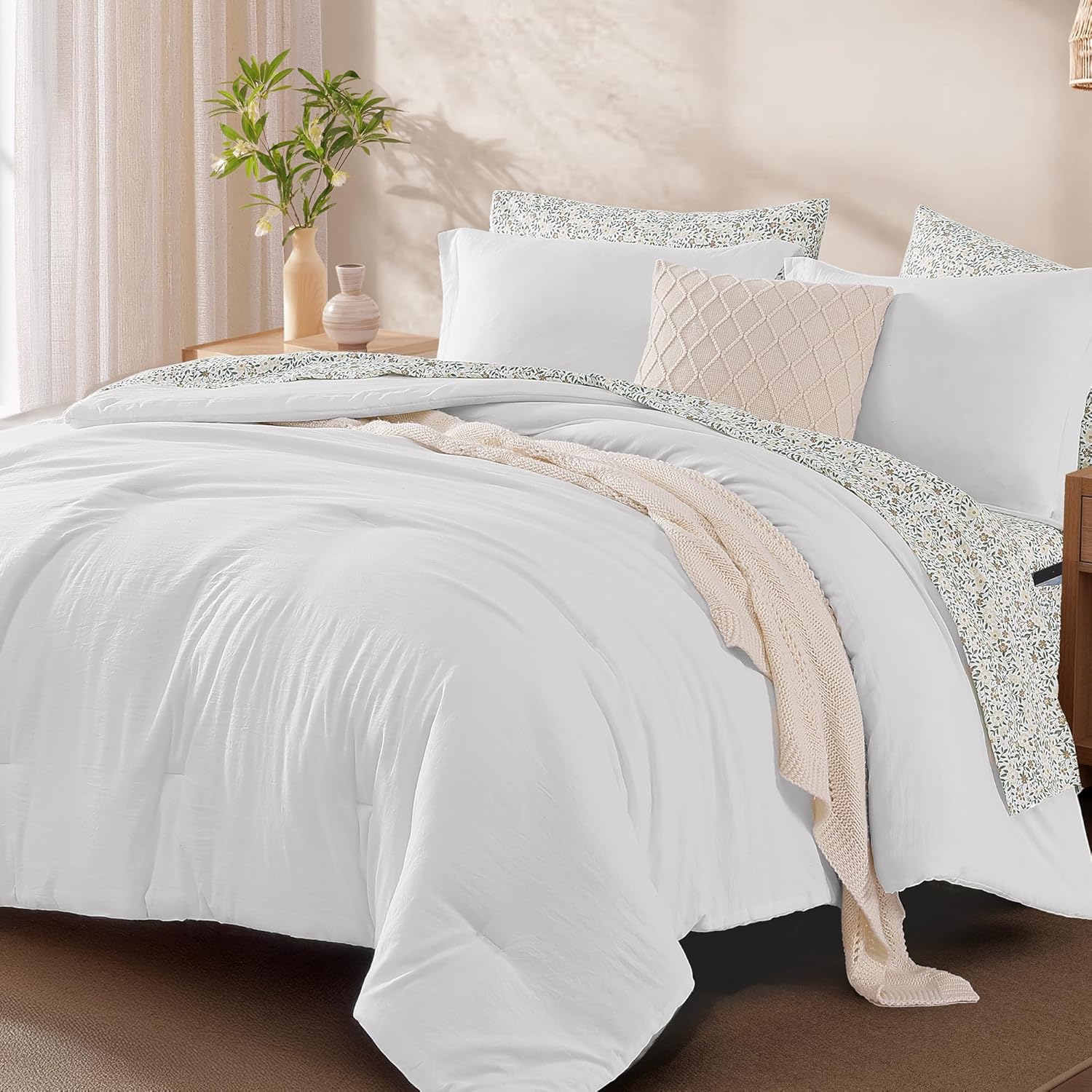 Melex Prewashed Bed in a Bag,Ultra Soft Comforter Bed Set with Sheets