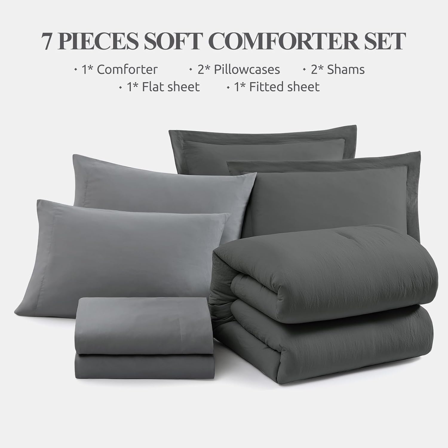 Prewashed fabric 7-piece Bed in a Bag Comforter Set