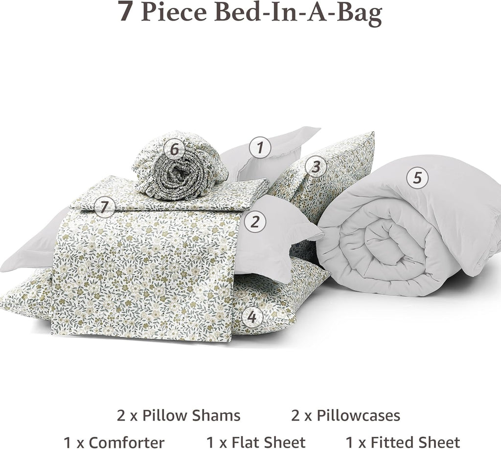 Melex Prewashed Bed in a Bag,Ultra Soft Comforter Bed Set with Sheets