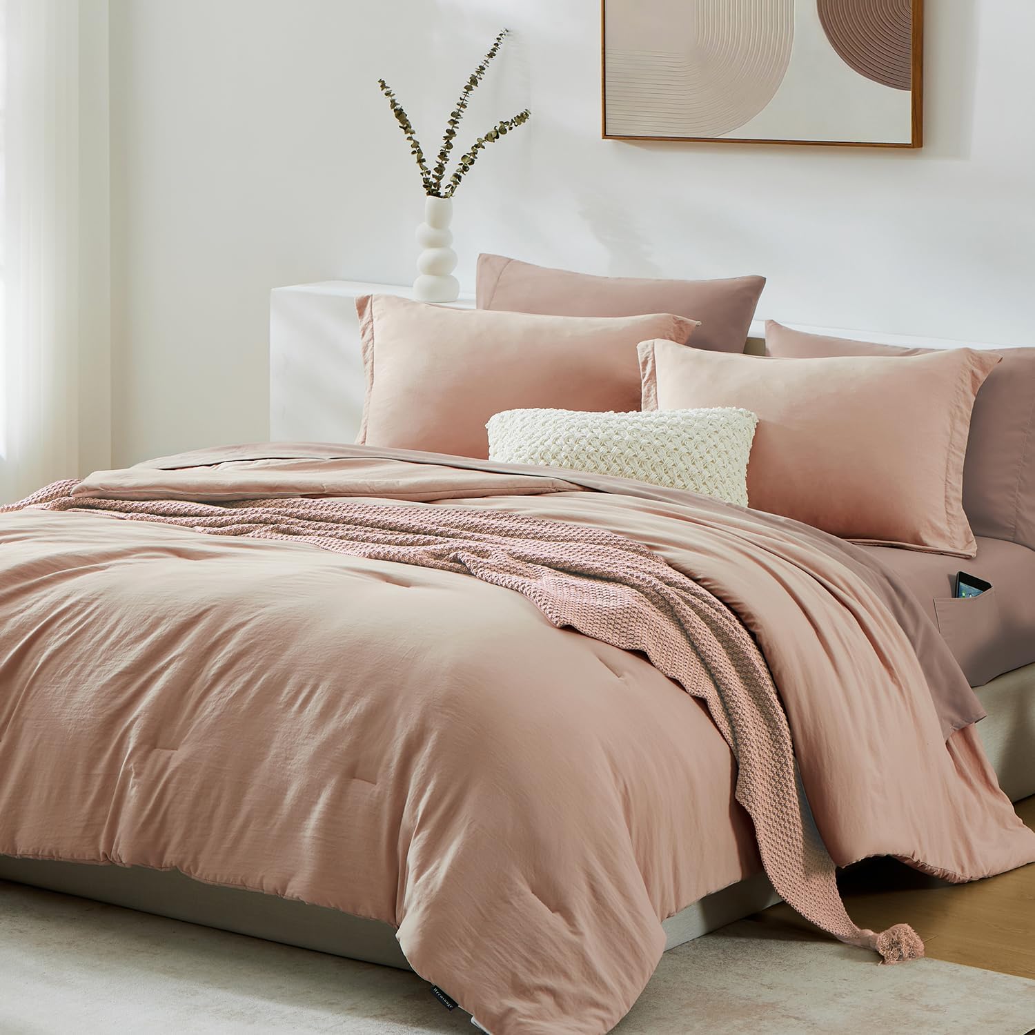 Prewashed fabric 7-piece Bed in a Bag Comforter Set