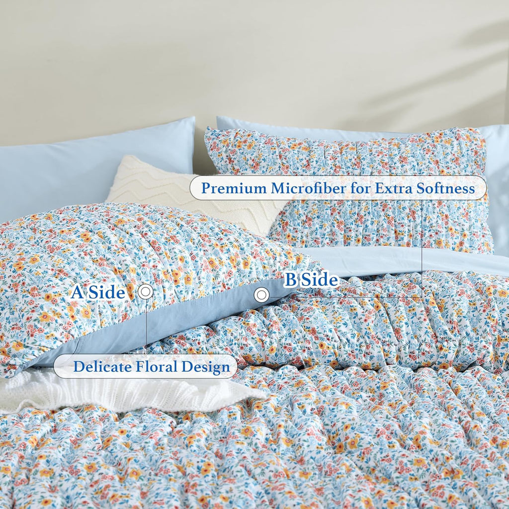 Melex Puff 7-piece Bed in a Bag Comforter Set with Sheets