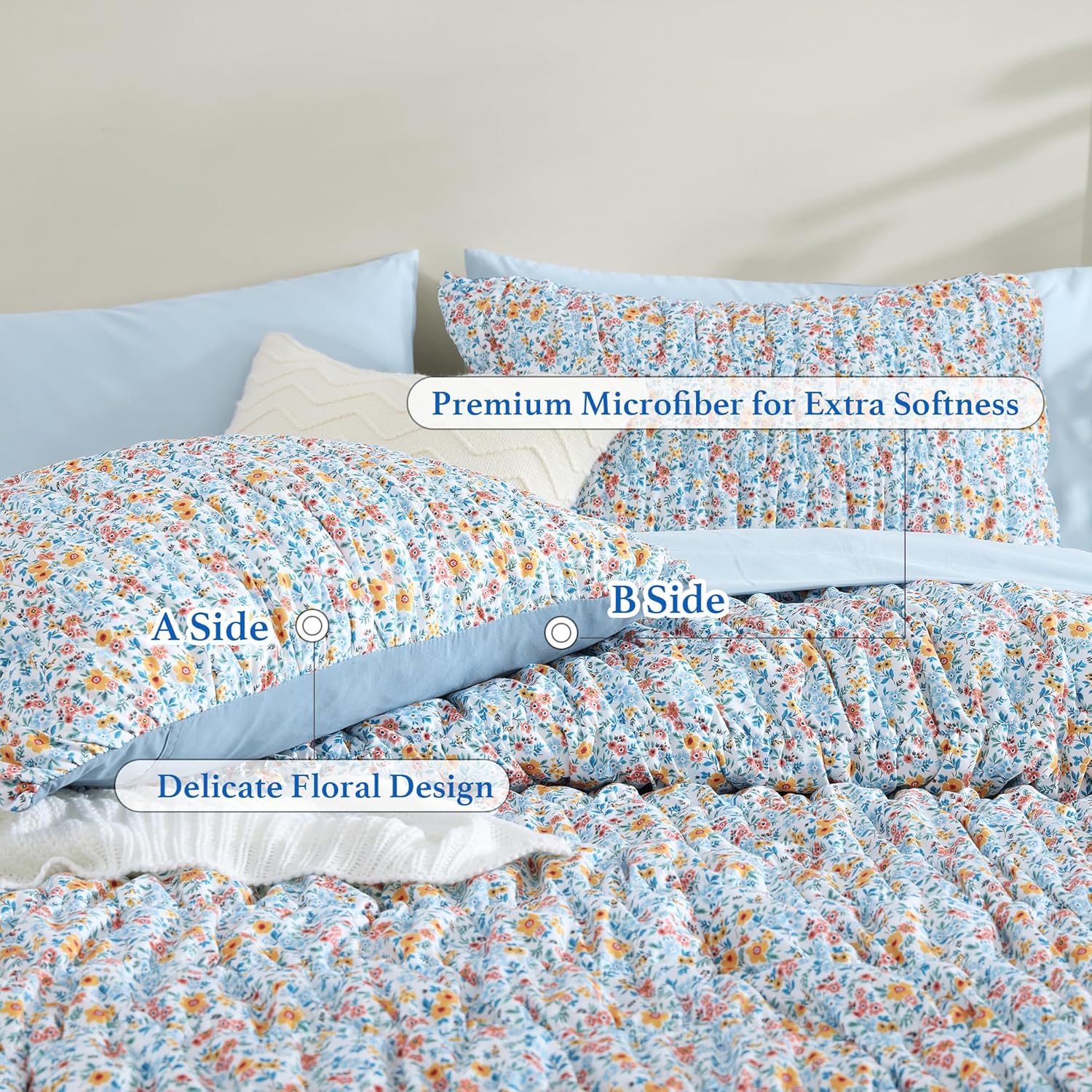 Melex Puff 7-piece Bed in a Bag Comforter Set with Sheets