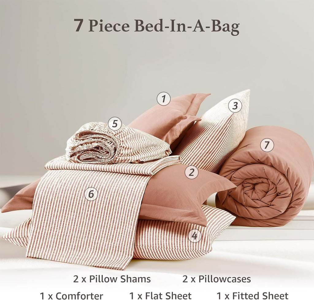 Melex Prewashed Bed in a Bag,Ultra Soft Comforter Bed Set with Sheets