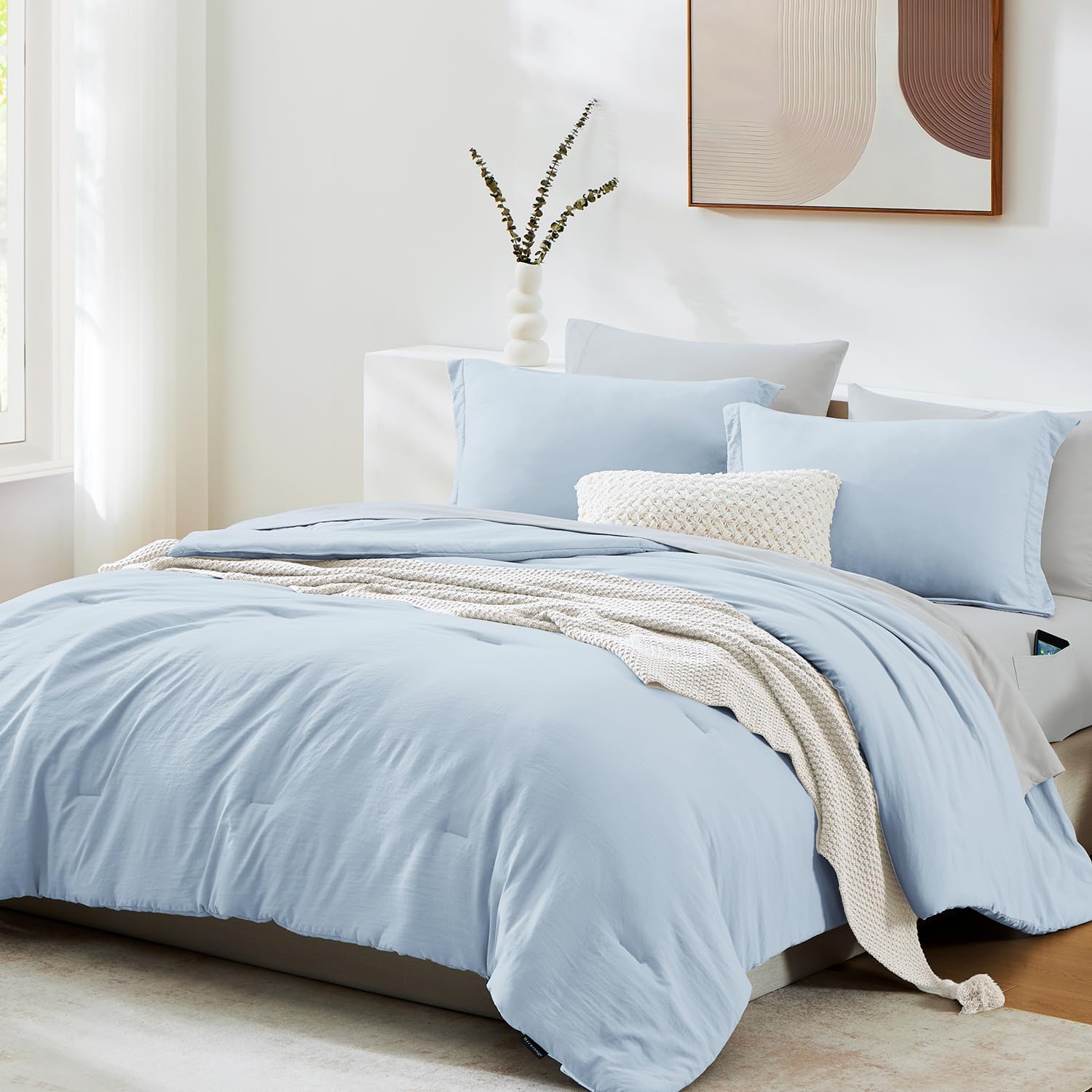 Prewashed fabric 7-piece Bed in a Bag Comforter Set