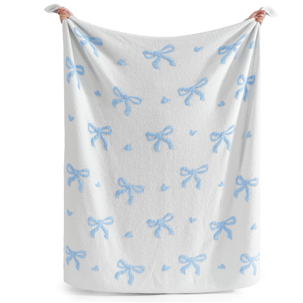 Catami Bow Throw Blanket-Reversible Home Decor Blankets for Couch Sofa Bed Camping 50"x60"