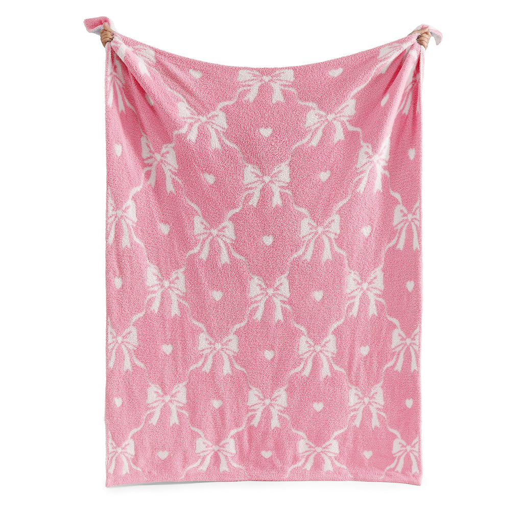 Catami Bow Throw Blanket-Reversible Home Decor Blankets for Couch Sofa Bed Camping 50"x60"